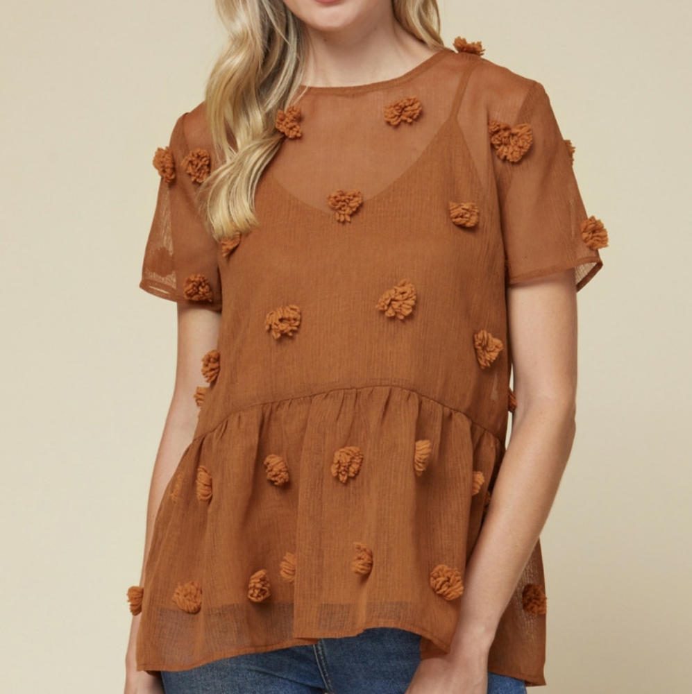 Pom Pom Sheer Top NWT